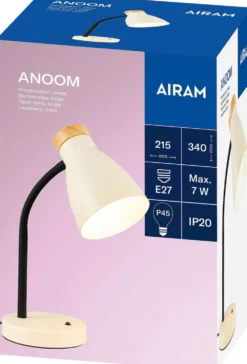 Airam Anoom pöytävalaisin E27 beige/puu