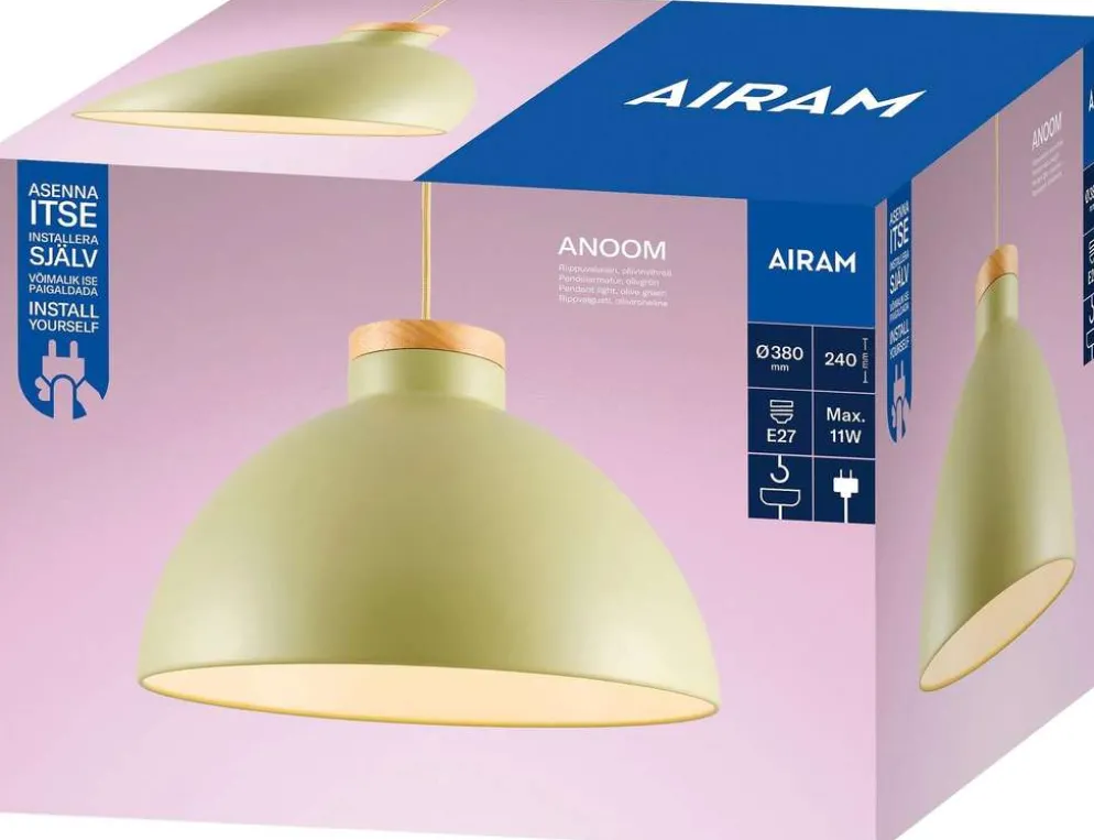 Airam Anoom 38 riippuvalaisin E27 vihreä