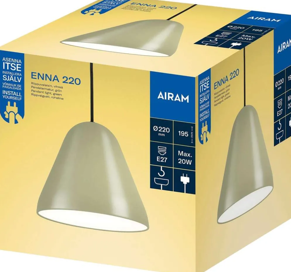 Airam Enna 220 riippuvalaisin E27 vihreä