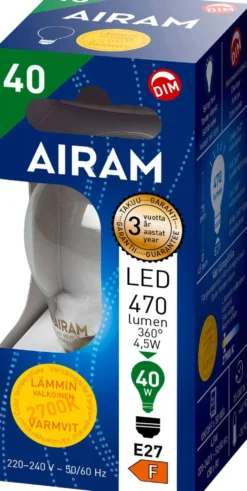 Airam LED koriste 4,5W E27 470LM himmennettävä kirkas