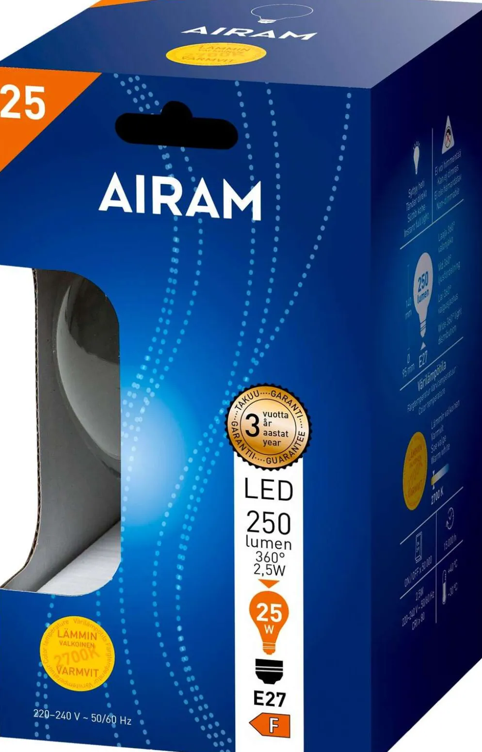 Airam Led pallokupu G95 827 250lm E27 FIL