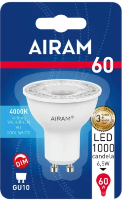 Airam LED 4W GU10 PAR16 4000K himmennettävä