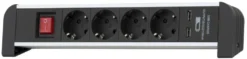 Airam pistorasialista tabletop 4-osainen + 2 x USB 2 m musta