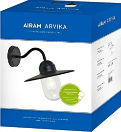 Airam seinävalaisin Arvika IP44 E27, musta