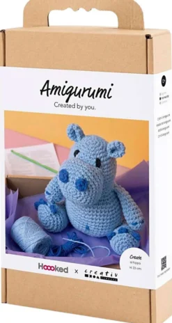 Amigurumi Askartelusetti, Virtahepo, sininen, vaaleansininen, 1pkk/ 1 pkt
