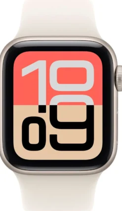 Apple Watch SE 3 GPS 44mm valkoinen alumiinikotelo, valkoinen sport ranneke- S/M - MEHG4QN/A