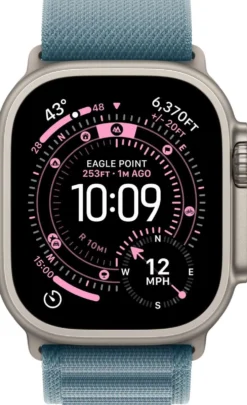 Apple Watch Ultra 3 GPS + Cellular 49mm luonnontitaani kotelo, vaaleansininen Alpine ranneke - M - MEWM4KS/A