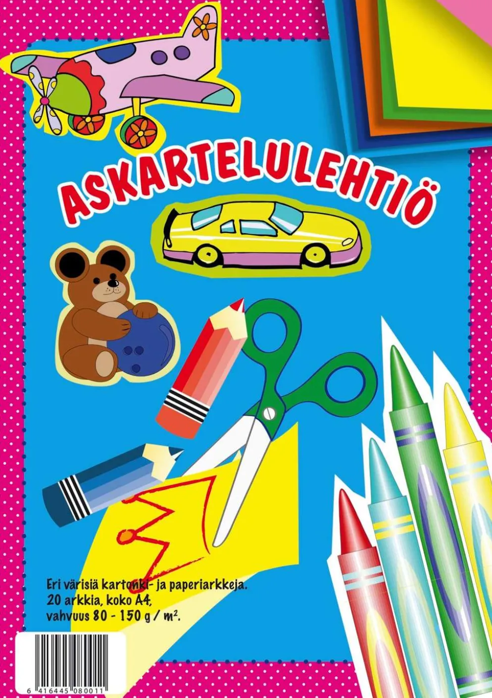 Askartelulehtiö A4 20 arkkia eri värejä