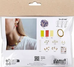 Askartelusetti mini korut, kaulakoru ja korvakorut, sininen, 1 pkt