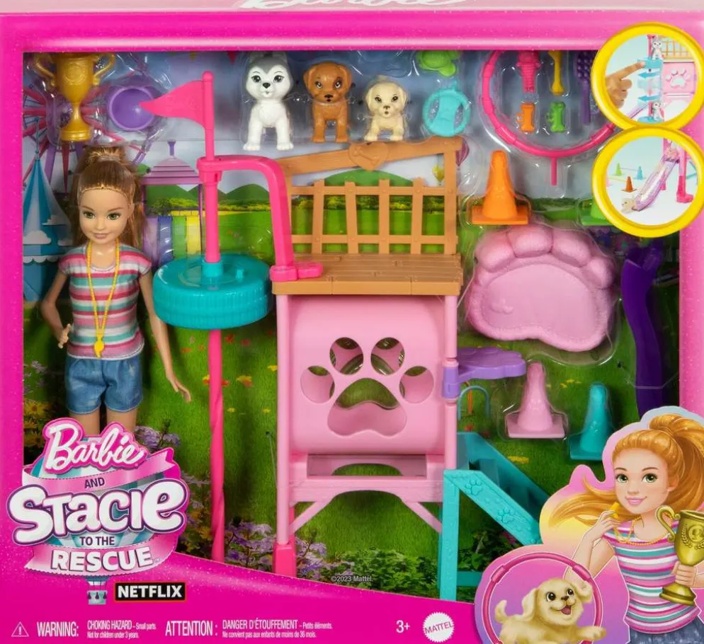 Barbie Stacie Puppy Playground - koirien leikkikeskus leikkisetti