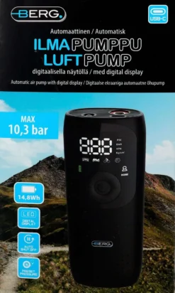 Berg Ilmapumppu automaattinen ladattava digitaalisella näytöllä 150psi