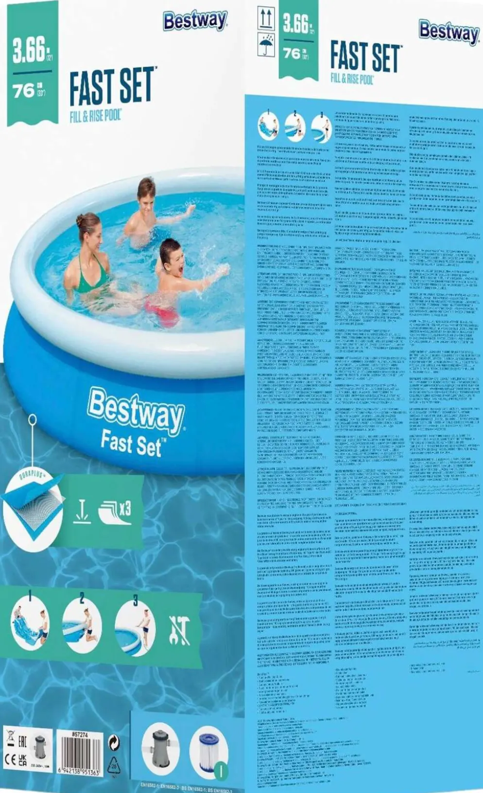 Bestway Fast Set uima-allas set Ø366cm korkeus 76cm