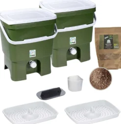 BioProffa Bokashi Organko keittiökompostori 2 x 16 l oliivinvihreä