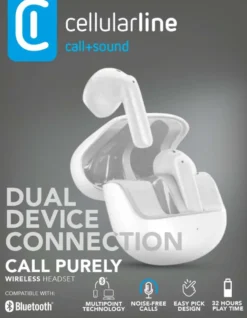 Cellularline Bluetooth Headset Call Purely valkoinen