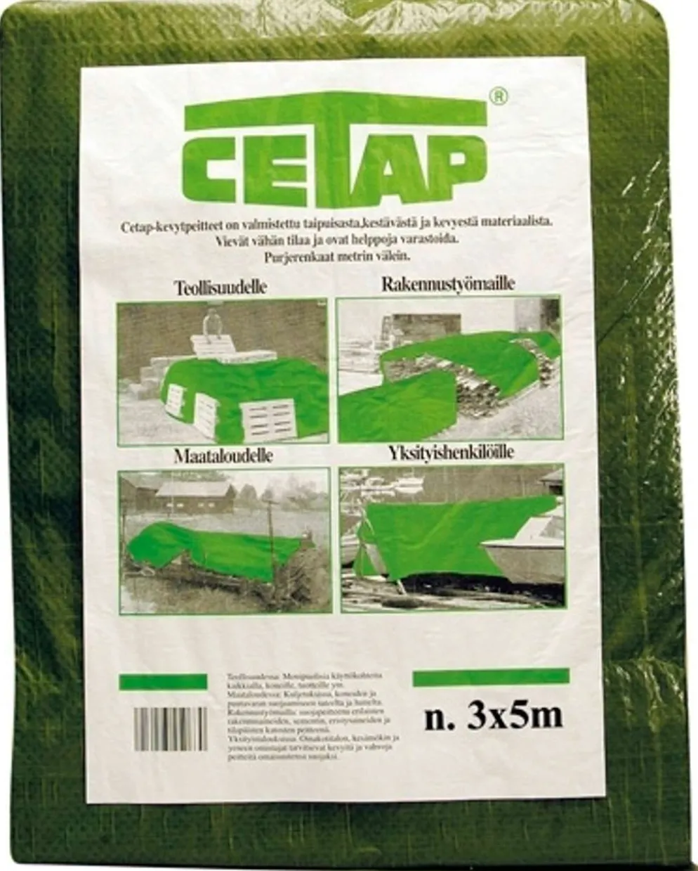 Cetap kevytpeite n. 3x5 m, 80gr/m2, vihreä