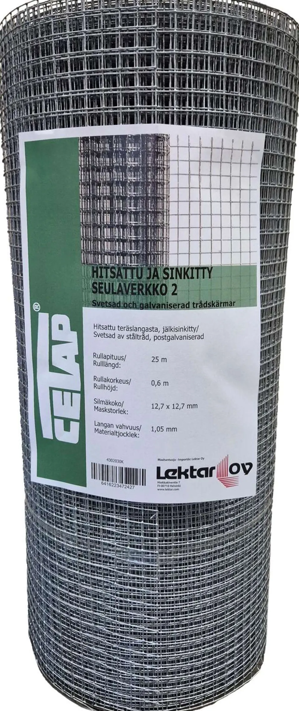 Cetap Seulaverkko hitsattu 2 silmä 12,7 mm, 1,05mm, 0,6x25m