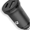 CharGo autolaturi, 1 x USB-C + 1 x USB-A (15,5W), Musta