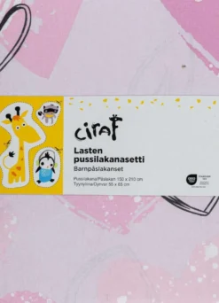Ciraf lasten pussilakanasetti Heart 150x210 cm pinkki