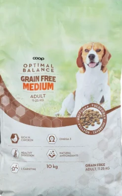 Coop Optimal keskikokoisen koiran kuivaruoka viljaton 10 kg