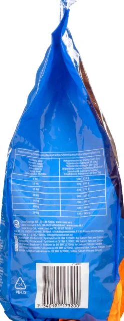 Coop puolikostea ruoka sis. kanaa ja kasviksia täysikasvuisille koirille täysrehu 1,5 kg