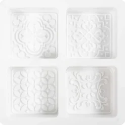 Creativ Company Silikonimuotti, Neliö, graafinen muotoilu, Kork. 2,4 cm, Pit. 6,8 cm, 4kpl/ 1 pkt