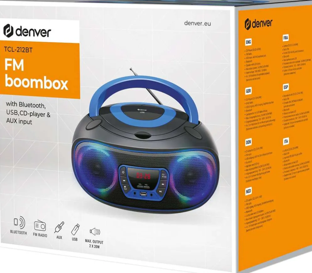 Denver kannettava CD-radio TCL-212BTBU musta/sininen