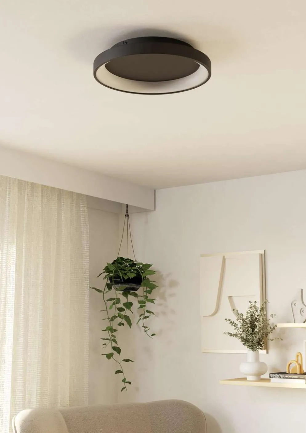 EGLO kattovalaisin Loretello LED 12W 35 cm musta/valkoinen
