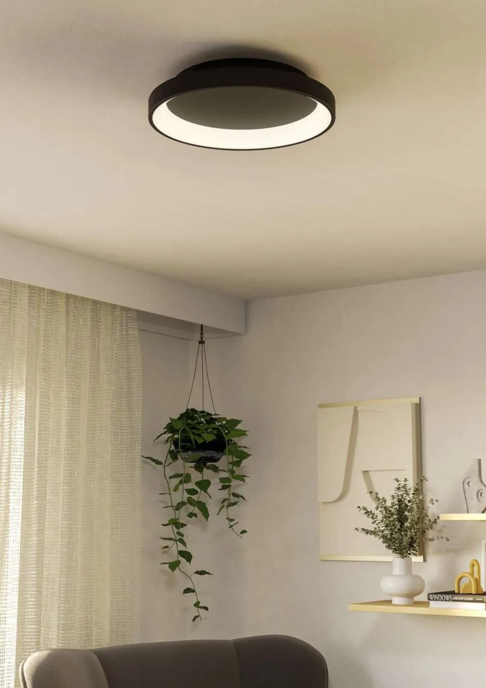 EGLO kattovalaisin Loretello LED 12W 35 cm musta/valkoinen