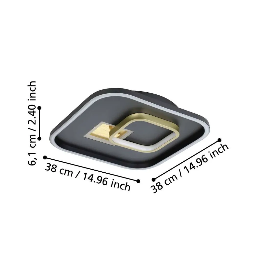 EGLO kattovalaisin Tiriolo LED 162W;92W 38x38 cm musta/kulta