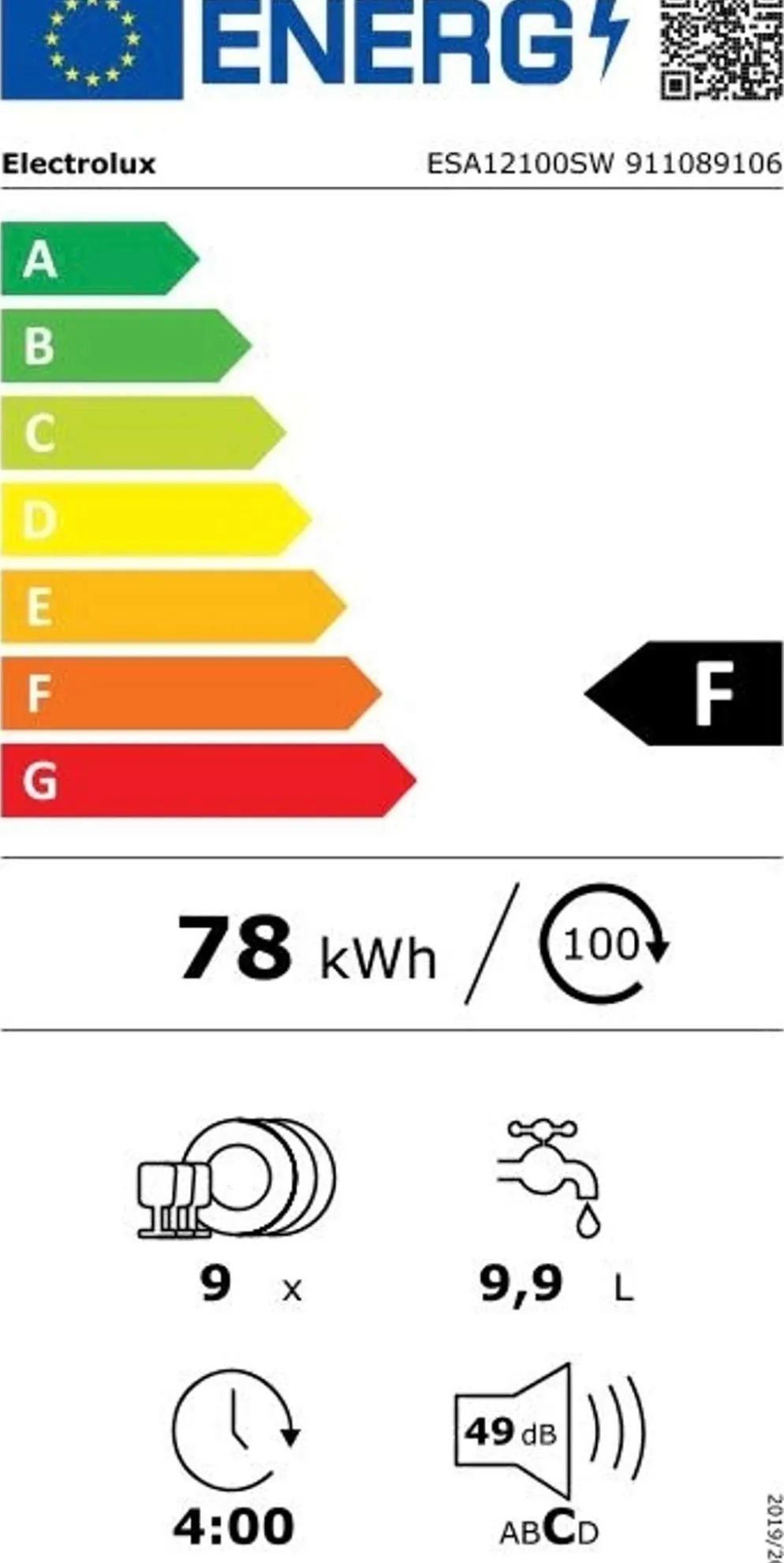 Electrolux astianpesukone ESA12100SW 45 cm leveä