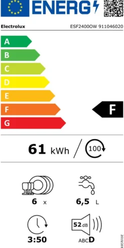 Electrolux pöytäastianpesukone ESF2400OW valkoinen