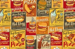Fast Food kirjoitusalusta 60x40cm displayssa