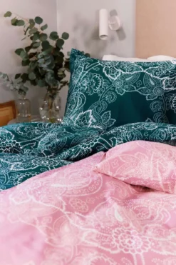 Finlayson satiini-tencel pussilakansetti tupla Viktoria 240X210+2x50X60 petrooli