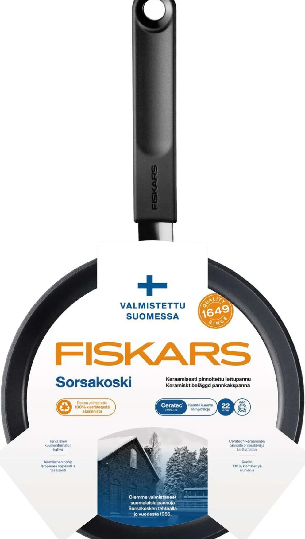 Fiskars Sorsakoski lettupannu 22 cm, keraaminen