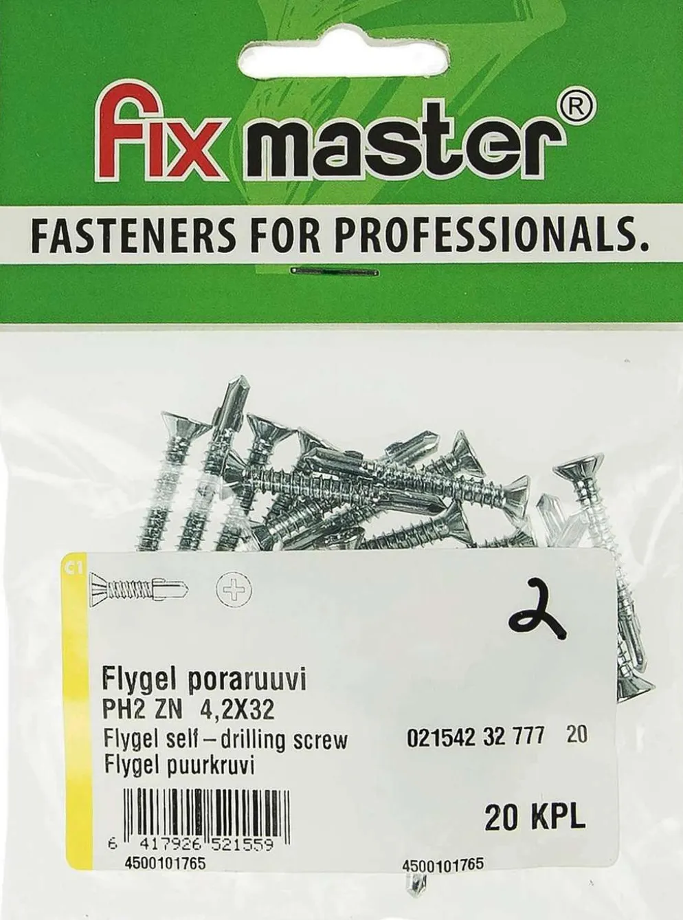 Fix Master Flygel poraruuvi PH2 4,2X32 sinkitty 20kpl