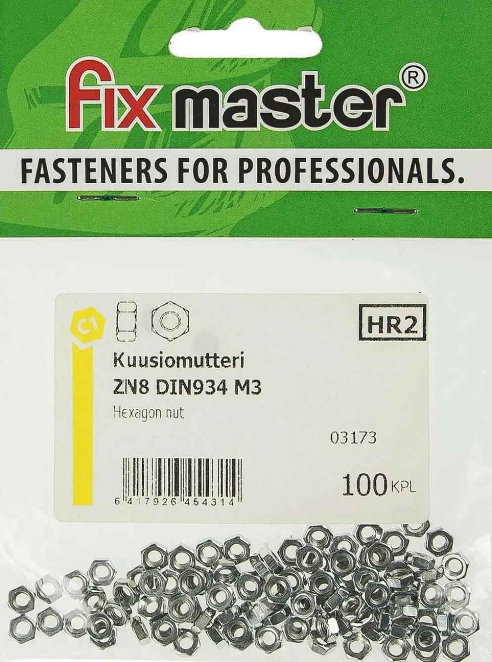 Fix Master kuusiomutteri M3 sinkitty 100kpl