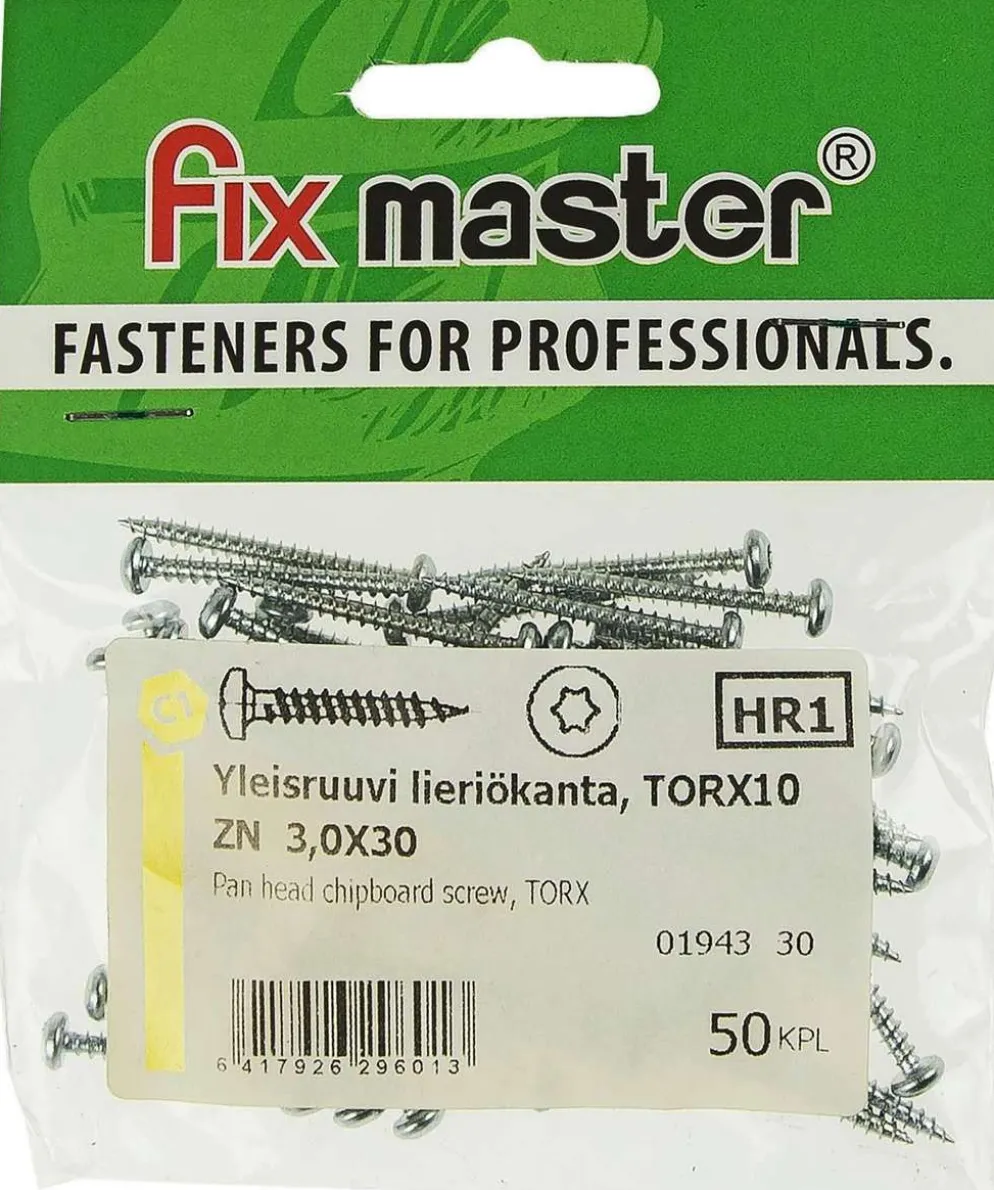 Fix Master yleisruuvi kk 3,0X30 torx15 sinkitty 50kpl