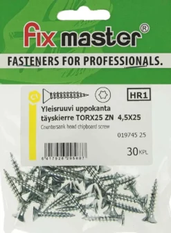 Fix Master yleisruuvi uppokanta täyskierre torx25 4,5x25 sinkitty 30 kpl