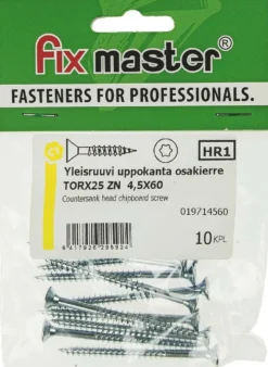 Fix Master yleisruuvi uppokanta osakierre 4,5X60 torx25 sinkitty 10kpl