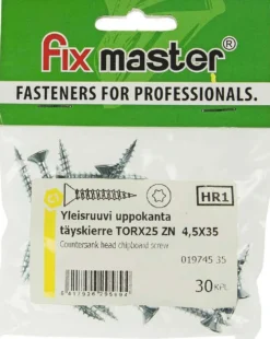 Fix Master yleisruuvi uppokanta täyskierre torx25 4,5x35 sinkitty 30 kpl
