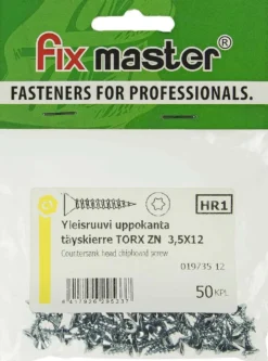 Fix Master yleisruuvi uppokanta täyskierre 3,5X12 torx15 sinkitty 50kpl