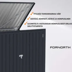 Fornorth Roskakatos 173x101x131cm, tummanharmaa