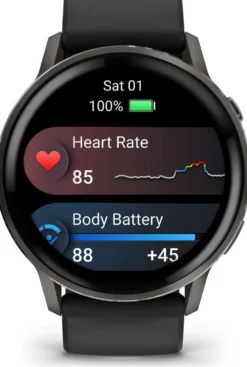 Garmin älykello Venu 4 – 45 mm, tummaharmaa, musta silikoniranneke