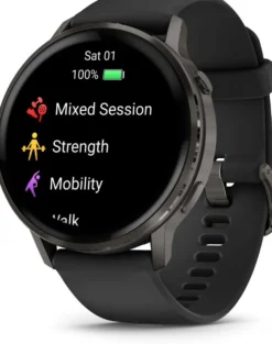 Garmin älykello Venu 4 – 45 mm, tummaharmaa, musta silikoniranneke