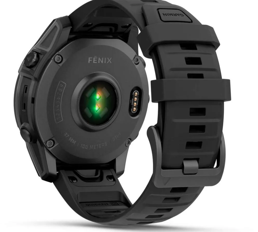 Garmin urheilukello Fenix E AMOLED 47 mm tummanharmaa teräs/musta