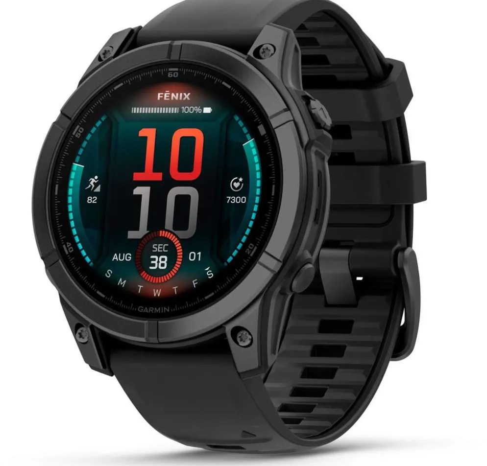 Garmin urheilukello Fenix E AMOLED 47 mm tummanharmaa teräs/musta