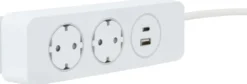 Gelia jatkojohto 2+1+1 kombi pure push 2m 2xsuko+1xUSB-A+1xUSB-C valkoinen