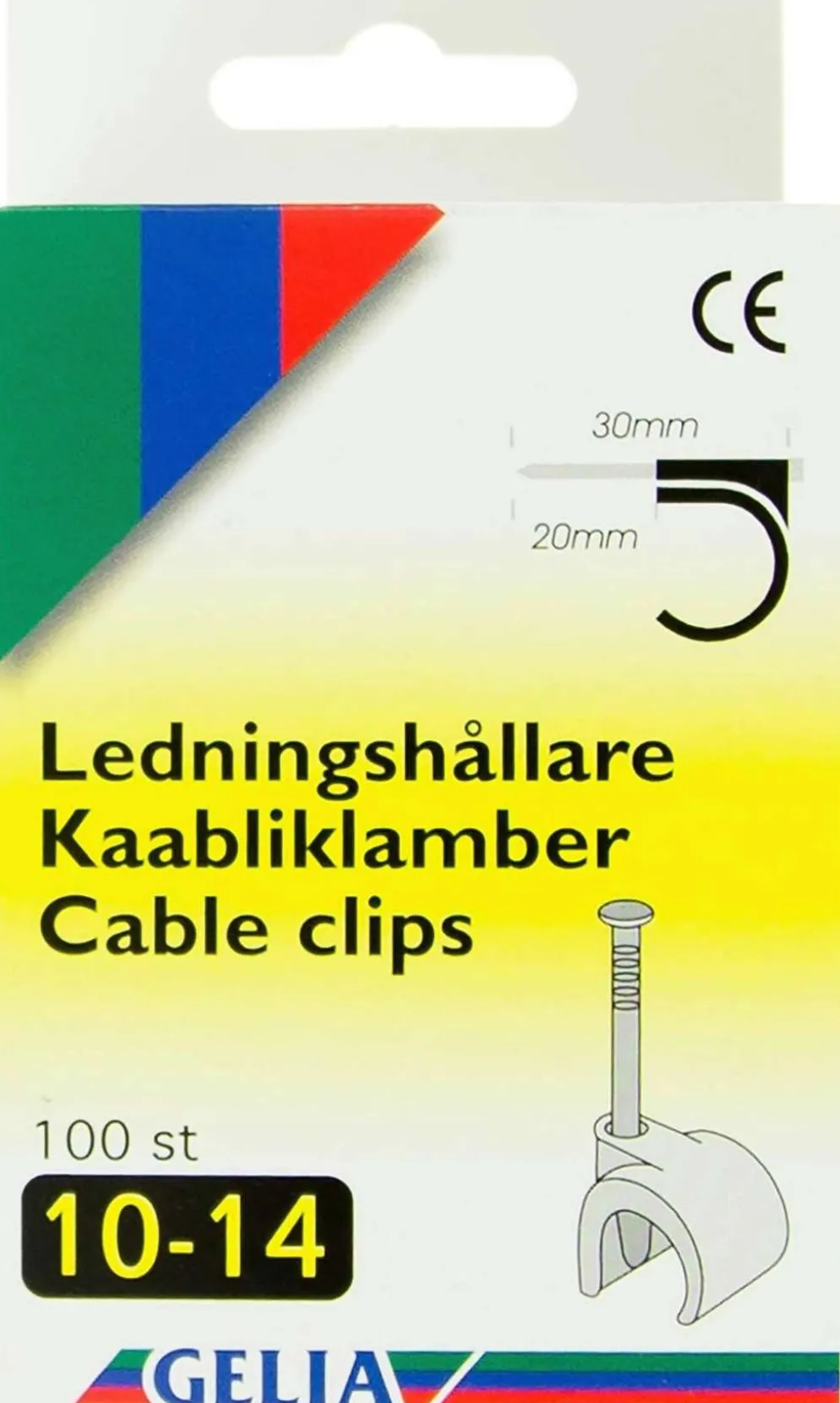 Gelia johtokiinnike 10-14mm 100kpl valkoinen