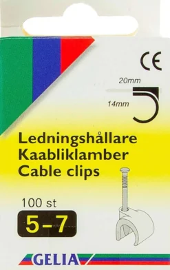 Gelia johtokiinnike 5-7mm 100kpl valkoinen