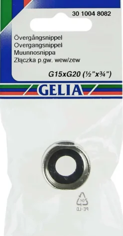 Gelia muunnosnippa sisäkierre/ulkokierre R15xR20 kromattu